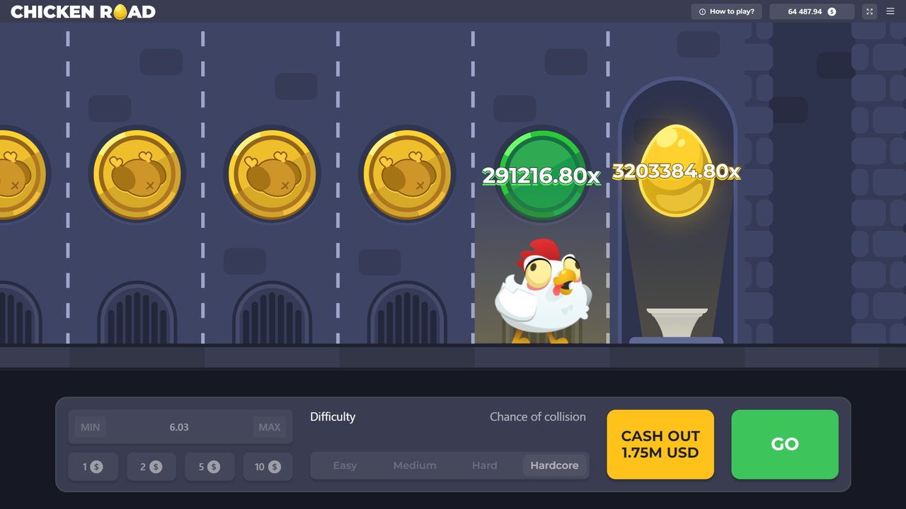 Chicken Road Gameplay – Huhn auf der Straße mit Multiplikatoranzeige