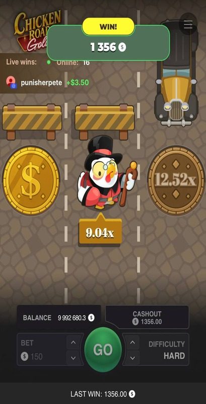 Chicken Road Gold Gameplay Screenshot 2