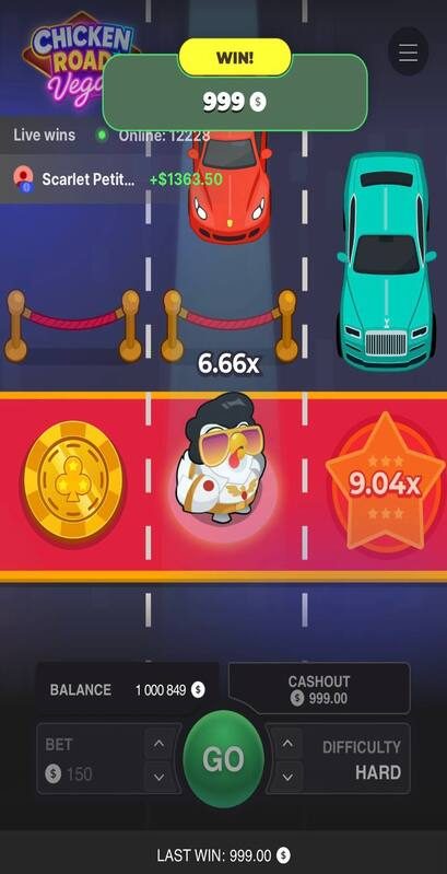 Chicken Road Vegas Screenshot 3 - Multiplikator und Cash-Out-Button
